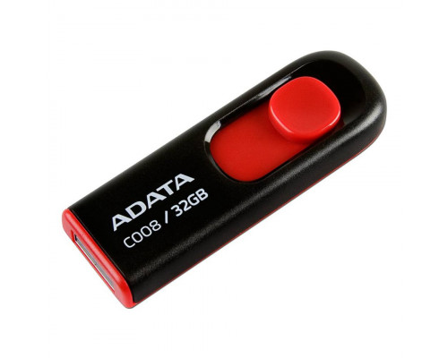 Уст-во хранения данных ADATA C008, 32GB, USB 2.0, AC008-32G-RKD, черный-красный