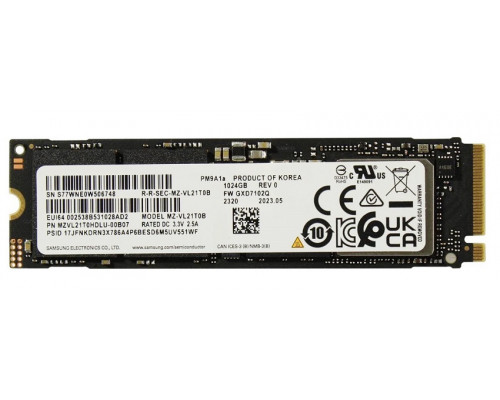 Винчестер SSD Samsung,  1TB,  PM9A1 MZVL21T0HDLU-00B07,  PCIe NVMe M.2,  R7000MB, s W5100MB, s