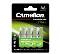 Аккумулятор CAMELION,  NH-AA2700ARBP4,  AlwaysReady Ni-MH Rechargeable,  AA,  1.2V,  2700 mAh,  4 шт. в бл