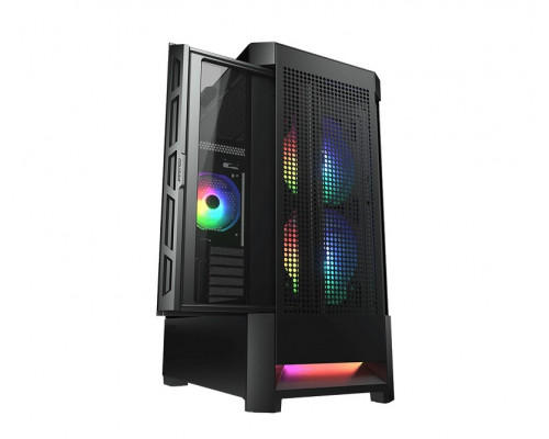 Корпус Hec Cougar, Airface RGB Black, ATX/Micro ATX/Mini ITX, USB 2*3.0/2.0, HD-Audio+Mic, Кулер 2*1