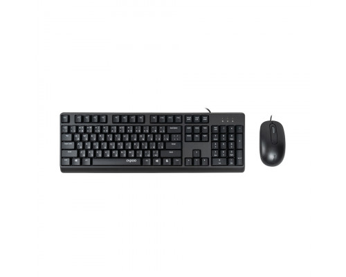 Клавиатура + Мышь Rapoo, X130PRO Black, Оптическая мышь, 1000DPI, USB, Анг/Рус/Каз, Длина кабеля 1,5
