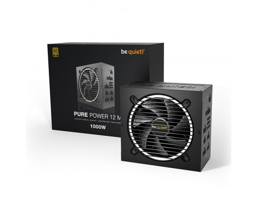 Блок питания Be Quiet, Pure Power 12 M 1000W, BN345, 1000W, ATX, Gold, 20+4 pin, 4+4pin, 8pin, 6*Sat