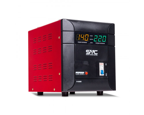Стабилизатор SVC, R-5000,5000Вт, Диапазон работы AVR: 140-260В, Выходное напряжение: 220В +, -7%, Зад
