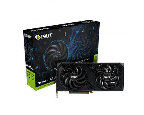 Видео карта PALIT, Nvidia GeForce RTX4070, DUAL, 12Gb, 192bit, GDDR6X, 3-DP, HDMI