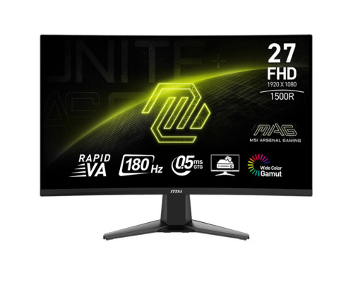 Монитор MSI 27" MAG 27C6F, (67cm), VA Curve/180Hz/3000:1/1920x1080/0,5ms/DP/2xHDMI/1xUSB-C Black