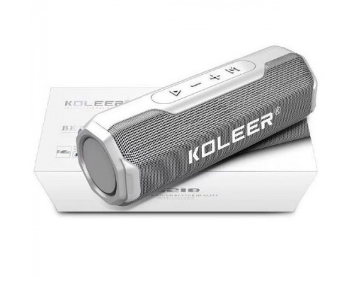 Колонка портативная Koleer S218 Silver, 5Вт (2,5Вт*2), Аккумулятор (1200мАч), диапазон частот 70-180