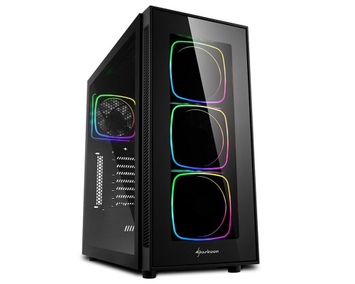 Корпус Sharkoon TG6 RGB, ATX, Micro ATX, USB3.0x2, USB2.0x2, 3,5"x3, 2,5"x4, 4x120мм, RGB, Black