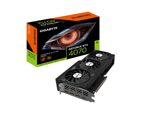 Видео карта GigaByte, Nvidia GeForce RTX4070, Windforce OC V2 12G, 12 Gb, 192 bit, GDDR6, GV-N4070WF