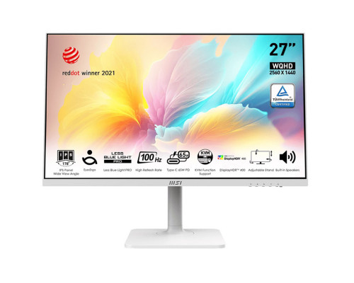 Монитор MSI 27" Modern MD272QXPW IPS 2560х1440 100Hz 1ms 400cd/m 100млн 1xDP Type-C 1xHDMI 2x2W Белы