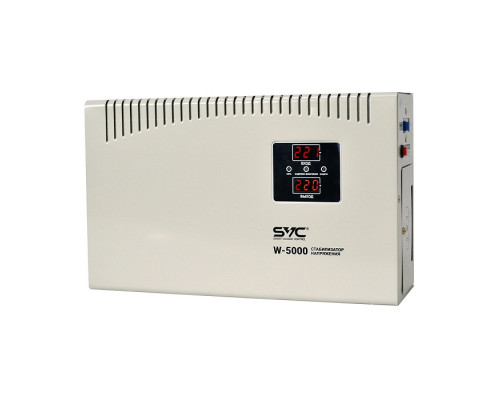Стабилизатор SVC,  W-5000, 5000Вт,  LED- дисплей,  45-65Гц,  Индикация режимов работы,  Диапазон:140-260В