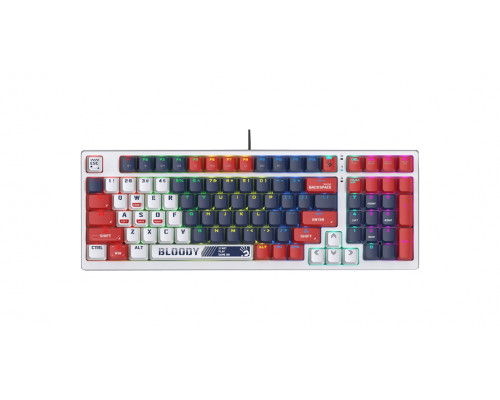 Клавиатура Bloody S98 Sports Navy,  USB,  механическая,  Анг, Рус,  RGB подсветка,  чёрный-красный-белый