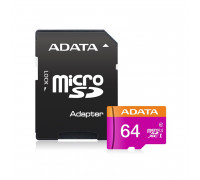 Флеш-карта ADATA AUSDX64GUICL10-RA1,  64GB,  MicroSD Class 10 + адаптер