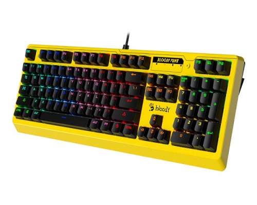 Клавиатура A4 Tech, Bloody, B810RC YELLOW, RGB-LED, USB, механическая, Анг, Рус, Каз, LED желтый-черны