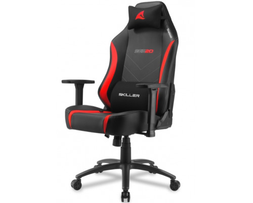 Игровое компьютерное кресло Sharkoon SGS20 Black, Red, Синтетическая кожа, Регулируемый подлокотник,