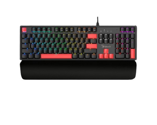 Клавиатура Bloody S515R Fire Black,  игровая,  механическая,  USB,  подсветка RGB,  Анг, Рус,  чёрный-красн