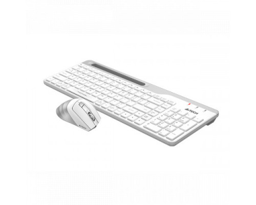 Клавиатура + Мышь A4 Tech, FB2535C-Icy White Fstyler, Беспроводная, Анг/Рус/Каз, Оптическая Мышь, Бе