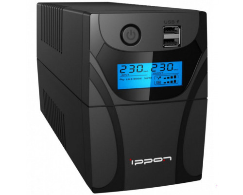ИБП IPPON Back Power Pro II 800, 800VA LCD, 480Вт, RJ-45, USB, без комплекта кабелей, Черный