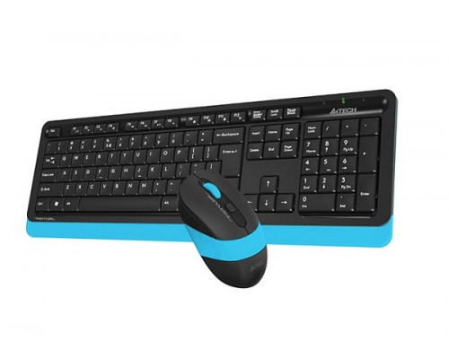 Клавиатура + Мышь A4 Tech FG1010 BLUE Fstyler, беспроводная, Анг/Рус/Каз, оптическая мышь, чёрно-син