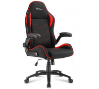 Игровое компьютерное кресло Sharkoon Elbrus 1 Black, Red,  Дышащая тканевая поверхность,  Откидной подл