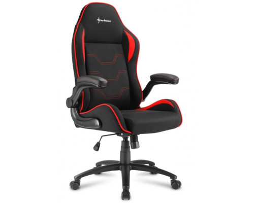 Игровое компьютерное кресло Sharkoon Elbrus 1 Black/Red, Дышащая тканевая поверхность, Откидной подл
