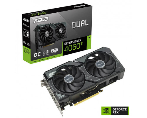 Видео карта Asus, Nvidia GeForce RTX4060Ti DUAL OC SSD, 8 GB, GDDR6, 128 bit, DUAL-RTX4060TI-O8G-SSD