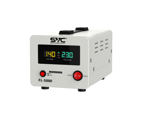 Стабилизатор SVC FL-5000, релейный, мощность 5000ВА/5000Вт, LCD-дисплей, диапазон работы AVR: 140-26