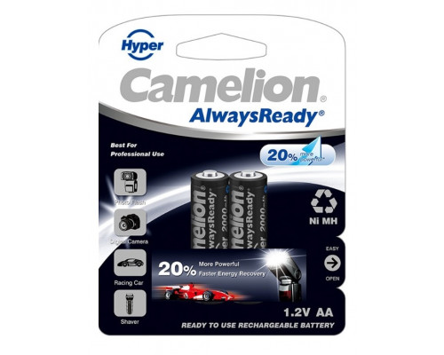 Аккумулятор CAMELION NH-AA2000HPBP2 AlwaysReady "Hyper" Rechargeable AA1.2V 2000 mAh 2 шт. в блисте