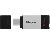 Уст-во хранения данных Kingston DataTraveler 80,  64 Gb,  200 MB, s,  TYPE-C,  DT80, 64GB,  серебристый
