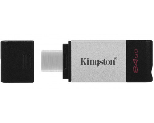 Уст-во хранения данных Kingston DataTraveler 80, 64 Gb, 200 MB/s, TYPE-C, DT80/64GB, серебристый