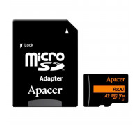 Флеш-карта Apacer AP64GMCSX10U8-R,  64GB,  100 MB, s,  MicroSD Class 10 U3 + адаптер