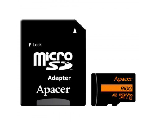 Флеш-карта Apacer AP64GMCSX10U8-R,  64GB,  100 MB, s,  MicroSD Class 10 U3 + адаптер