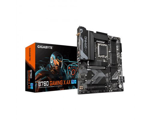 Мат. плата Gigabyte B760 GAMING X AX, LGA1700, iB760, 4xDDR5 4000/4800/7600(OC), 4xSATA3, Raid, 3xM.