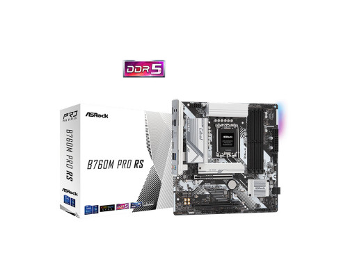 Мат. плата Asrock B760M PRO RS, S-1700, Intel B760, 4xDDR5, 4xSATA3, 2xM.2, 1xType-C, 1xDP, 1xHDMI,