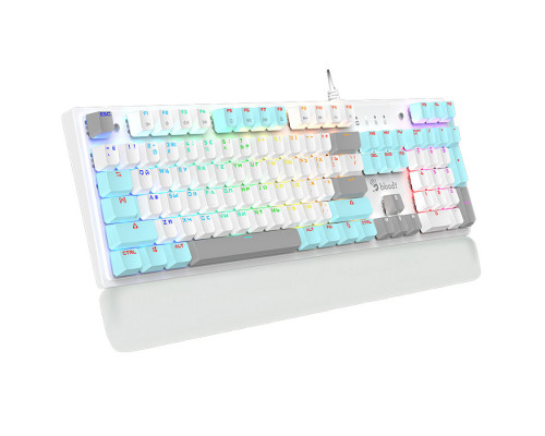 Клавиатура Bloody S515R Icy White, игровая, механическая, USB, подсветка RGB, Анг/Рус, белый