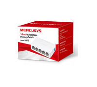 Коммутатор Mercusys,  MS105(EU),  5 портов 10, 100 Мбит, с (RJ45) с автосогласованием и поддержкой Auto
