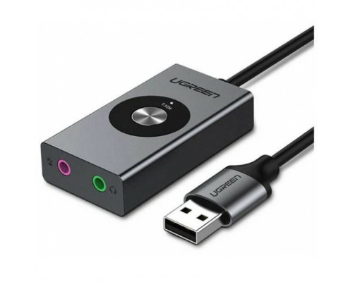 Универсальный аудиоадаптер Ugreen,  CM129 (40964),  USB External Stereo Sound Adapter 15cm,  чёрный