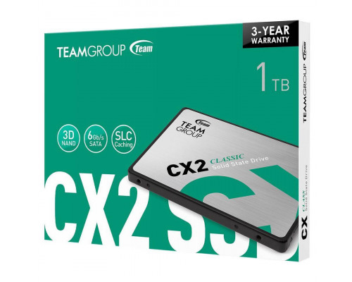 Винчестер SSD TeamGroup CX2 Classic, 1TB, 2.5” SATA3 R540Mb/s, W490MB/s T253X6001T0C101