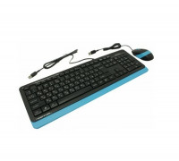 Клавиатура + Мышь A4 Tech F1010 BLUE Fstyler,  USB,  Анг, Рус, Каз,  оптическая мышь,  чёрно-синяя