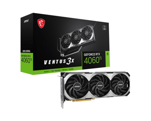 Видео карта MSI, Nvidia GeForce RTX4060 Ti VENTUS 3X E 8G, 8GB,GDDR6, 128 bit, RTX4060TI-VENTUS-3X-E