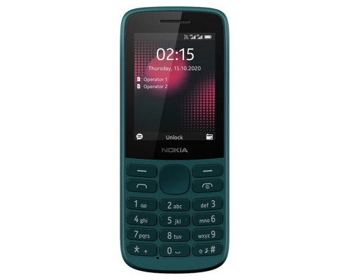 Сотовый телефон Nokia 215 4G 2.4 TFT,  2 SIM, microSD пямять, MP3, FM-радио, 1020 мАч Cyan