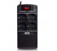 Стабилизатор SVC, AVR-600-L, Мощность 600ВА, 300Вт, LED-индикаторы, Диапазон работы AVR: 174-280В, 4