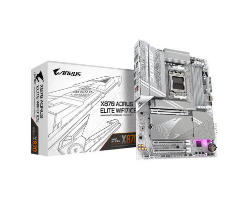 Мат. плата Gigabyte X870 AORUS ELITE WIFI7 ICE, AM5, X870, 4xDDR5, 4xSATA3, 4xM.2, Raid, 1xHDMI, 3xP