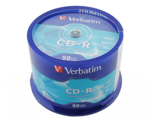 Диск CD-R,  Verbatim,  (43351) 700MB,  52х,  50шт в упаковке,  Незаписанный