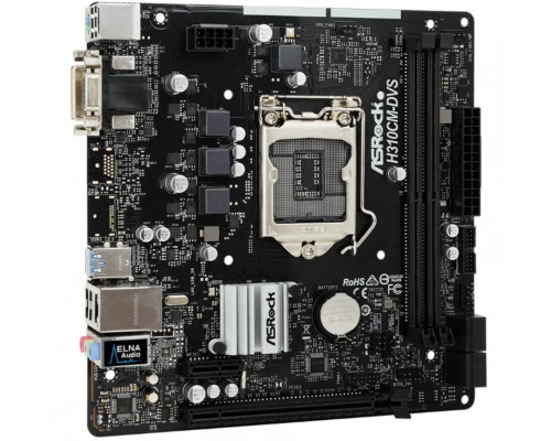 Мат. плата Asrock H310CM-DVS, S-1151v2, Intel H310, 2 DDR4/4 SATA3/4 USB 3.1/6 USB 2.0/DVI/D-Sub/1xP