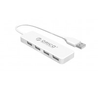 Расширитель USB Orico, FL01-WH-BP, 4 порта USB 2.0, длина кабеля 0.30 м, цвет белый