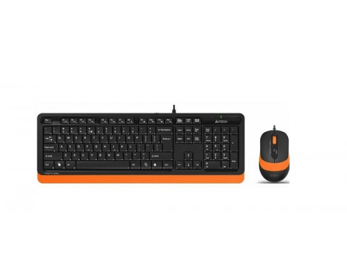 Клавиатура + Мышь A4 Tech, F1010-ORANGE Fstyler, USB, Анг, Рус, Каз, Оптическая Мышь, Чёрно-оранжевая