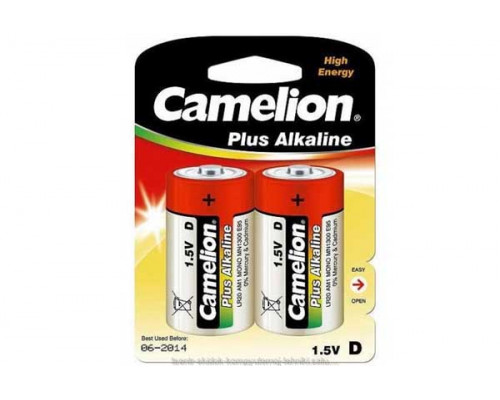 Батарейка, CAMELION, LR20-BP2, Plus Alkaline, D, 1.5V, 21000 mAh, 2 шт., Блистер