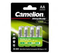 Аккумулятор CAMELION NH-AA1000ARBP4 AlwaysReady Rechargeable,  AA,  1.2V,  1000mAh,  4 шт. в блистере