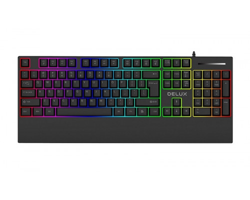 Клавиатура Delux K9852U,  мембранная,  USB,  кол-во стандартных клавиш 104,  Анг, Рус,  многоцветная подсв