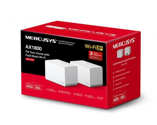Домашняя Mesh Wi-Fi система GbE AX1800 Mercusys Halo H70X(2-pack)  Wi-Fi 6, бесшовный роуминг 802.11